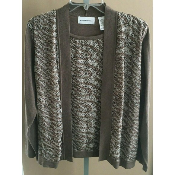 Alfred Dunner Cardigan Sweater Top Attached Shell - Picture 4 of 4